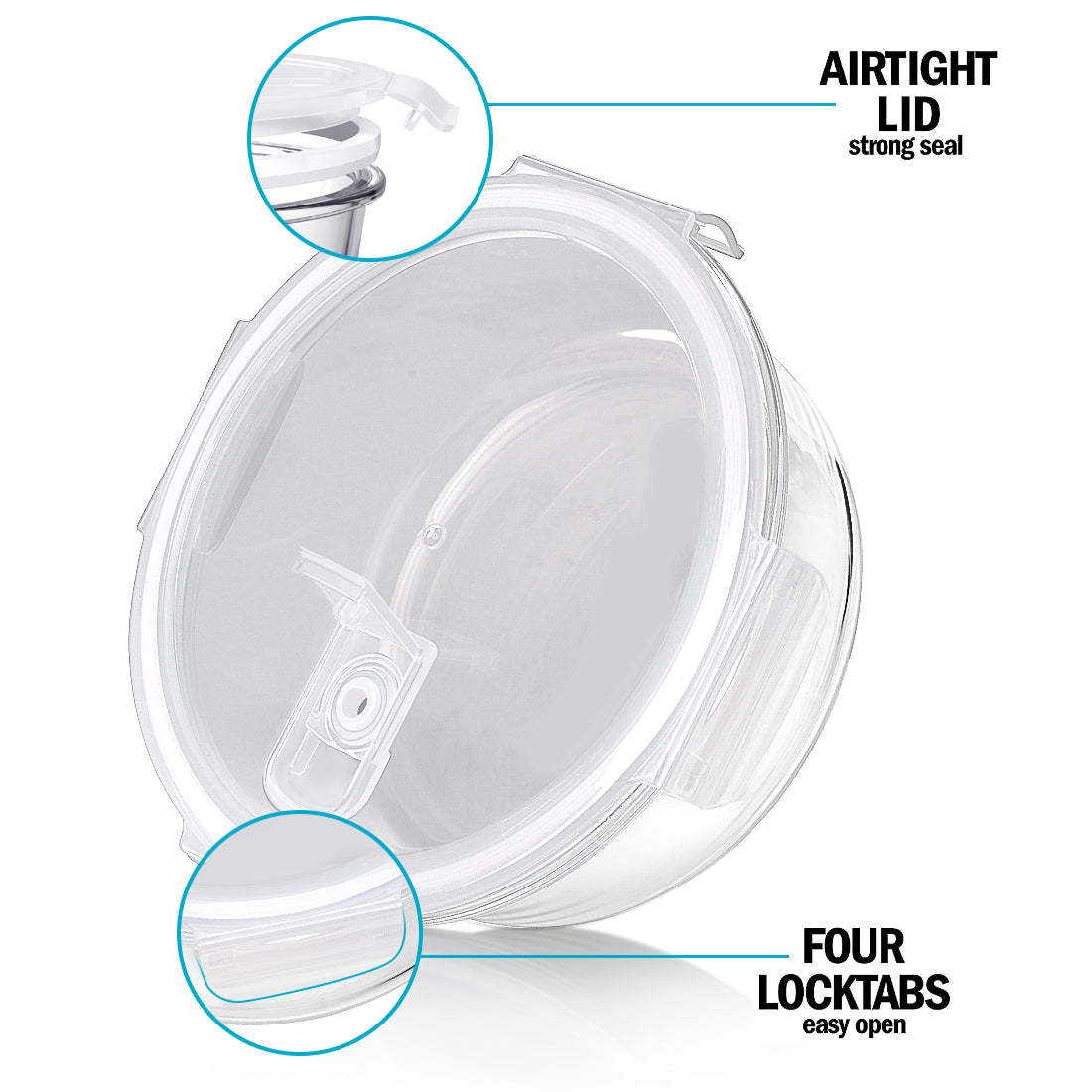 Round Glass Containers with Steam Vent Lid - 950ml - 5 PACK + 1 extra lid