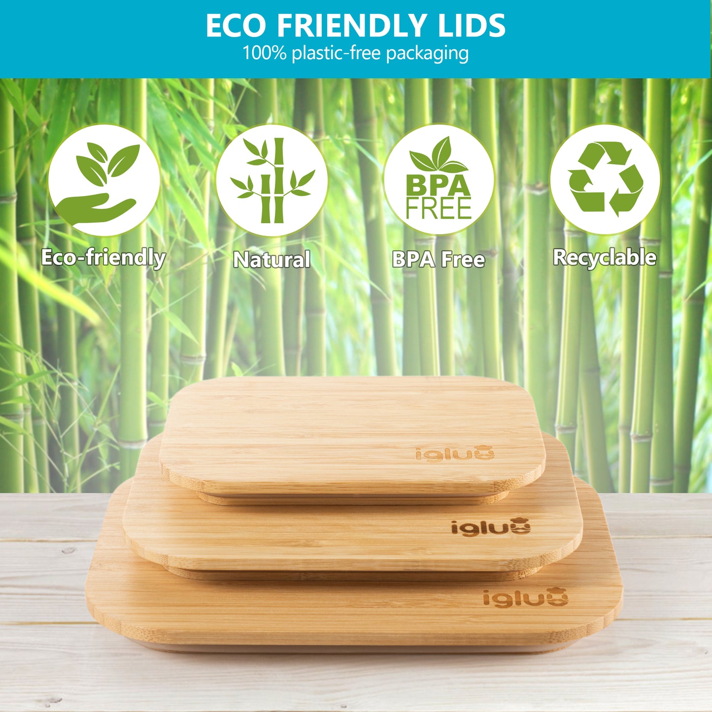Glass Containers with Bamboo Lids - Set of 3