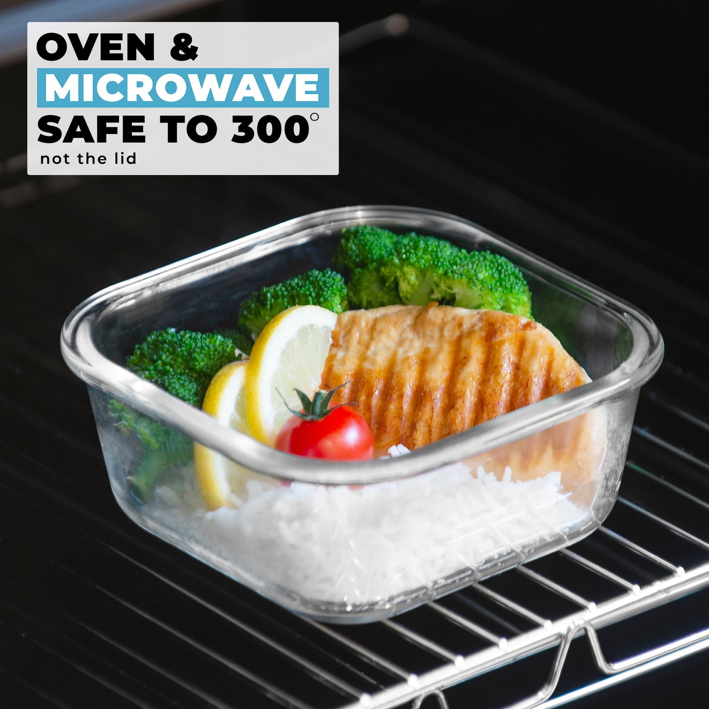 Glass Stackable Square Containers - 800ml 520ml & 320ml - 3 PACK