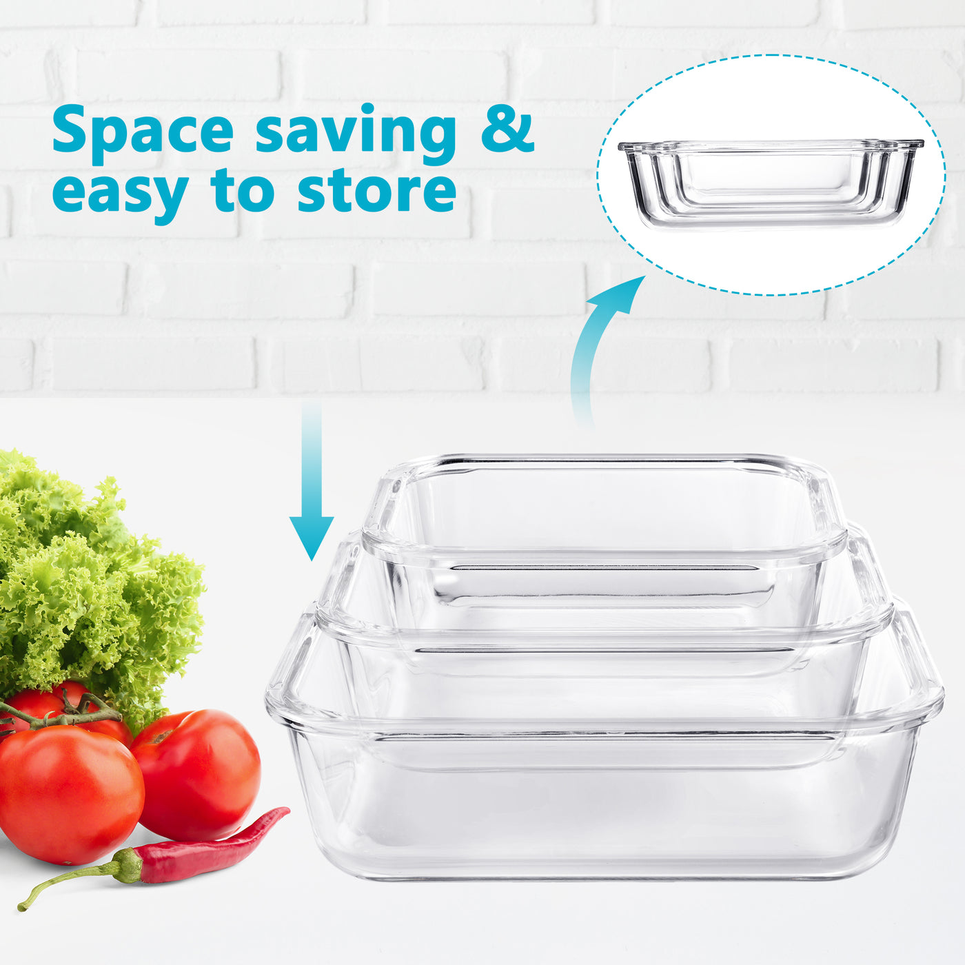 Glass Containers with Bamboo Lids - Set of 3